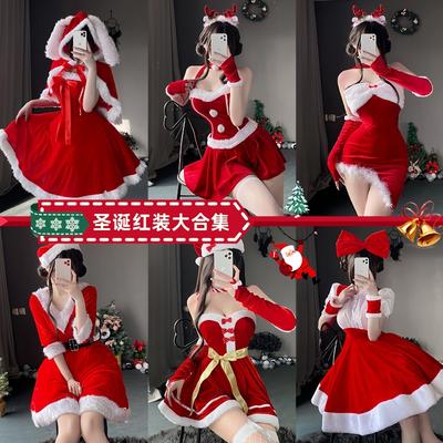 Christmas Clothing Atmosphere Wearing Velvet Tube Top Red Dress Women's Autumn and Winter Suit Small Gift Dress