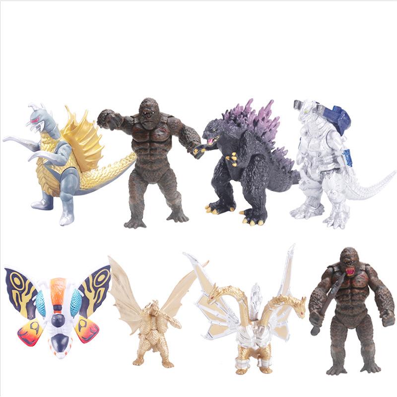 8pcs Godzilla Vs Kong Model Anime Figurine Mechagodzilla Dinosaur Action Figure Collectible Model Doll Toys Kids Birthday Gifts