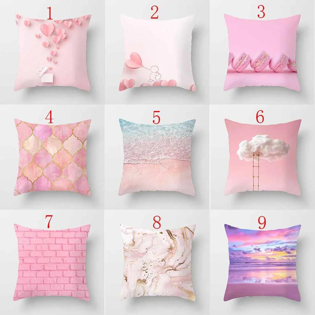 Pink Cute Love Printing Square Pillowcase, Home Decoration, Car Sofa Cushion Cover (45cm * 45cm)