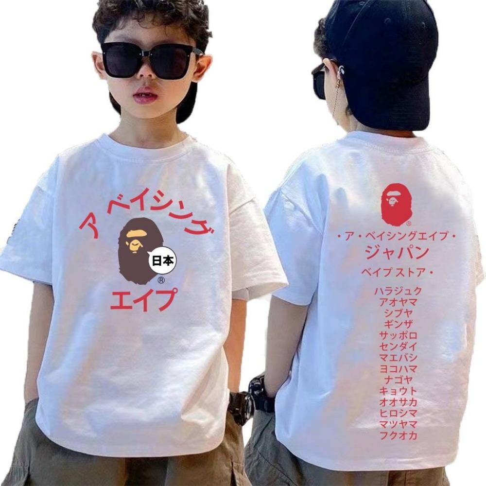 

Модна дитяча футболка BATHONG APE BAPE для хлопчиків та дівчаток, дитячий топ з коротким рукавом 100