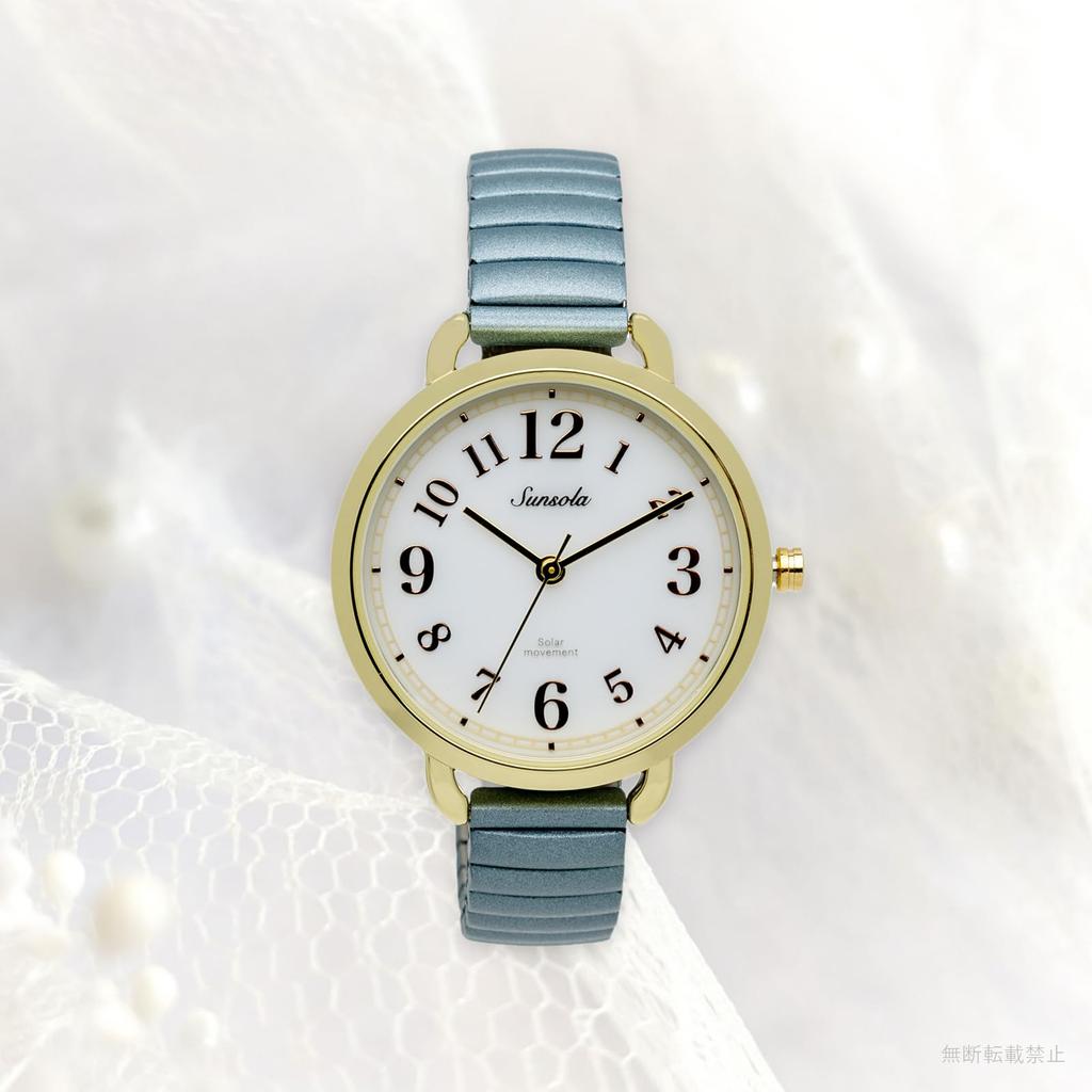 Field work Women's Analog Watch with Accordion Strap, Solar Powered, Blue SO-sanija ASS177-4