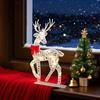 Julelysende Reinsdyrdekorasjon LED-belyst 2D Jernhjortfamilie for Gårdsplass Terrasse Plen Hage Hjem Skrivebordsdekorasjon