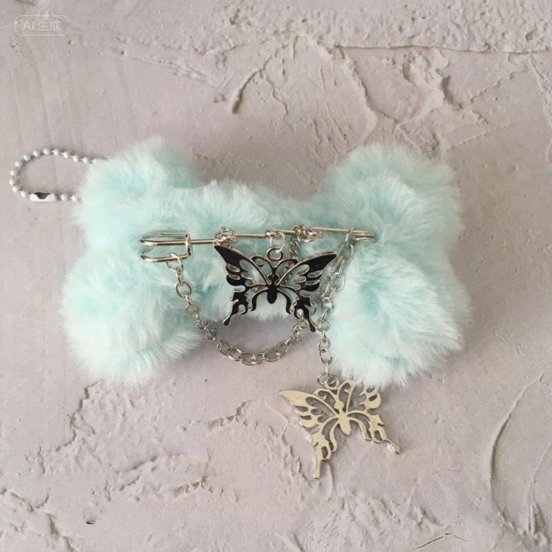 Plush Bone Butterfly Keyring Cute Plush Accessory User Friendly Material Compact Size Ideal For Backpack Keys Charm