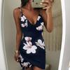 Fashion Summer Floral Dress Women Sexy Print Dress Backless Bodycon Slip Dress
