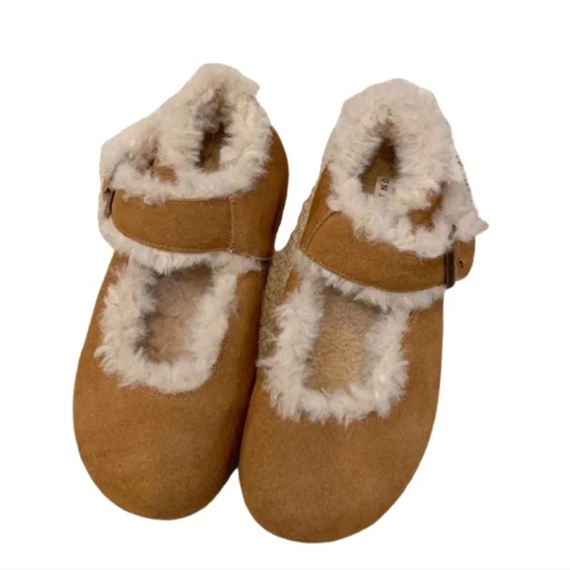 Fashion Flats Casual Women Warm Boots Winter New Suede Short Plush Shoes 2025 Trend Designer Shallow Walking Snow Boots Mujer Zapatos