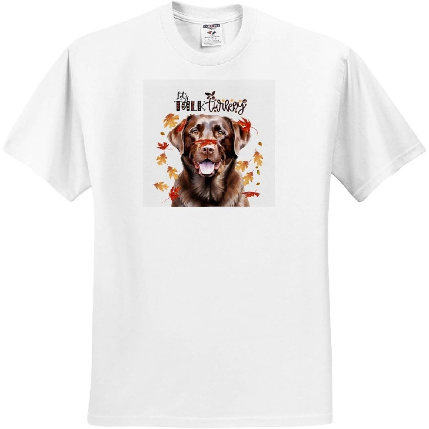 3dRose, Sweet Chocolate Labrador Retriever Dog Funny Thanksgiving, Adult T-Shirt Small S