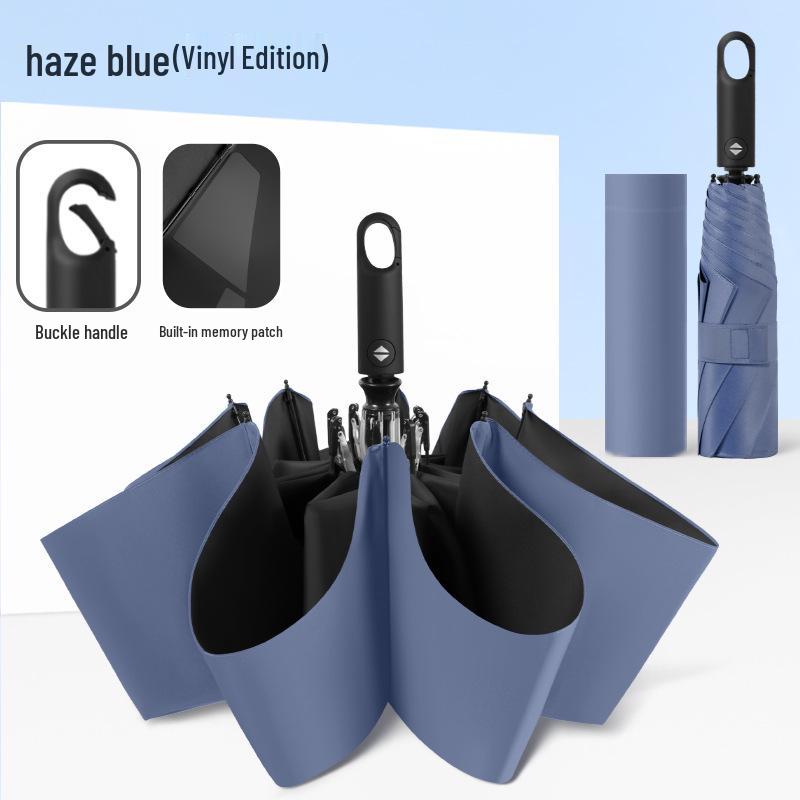 Memory Patch Three-Fold Automatic Umbrella: 8-Bone, Non-Folding, Dual-Use for Sun and Rain.