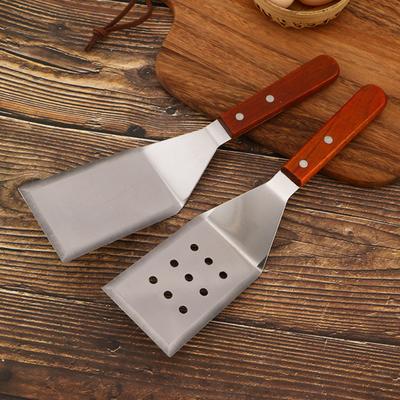 Bratspatel aus Edelstahl mit Holzgriff, antihaftbeschichtet, Hamburgerwender, Steak-Pfannkuchen-Burger-Flipper für Restaurants