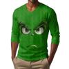 Men's Fashion Printed V-Neck Casual Long-Sleeved T-Shirt Bottoming Shirt Top