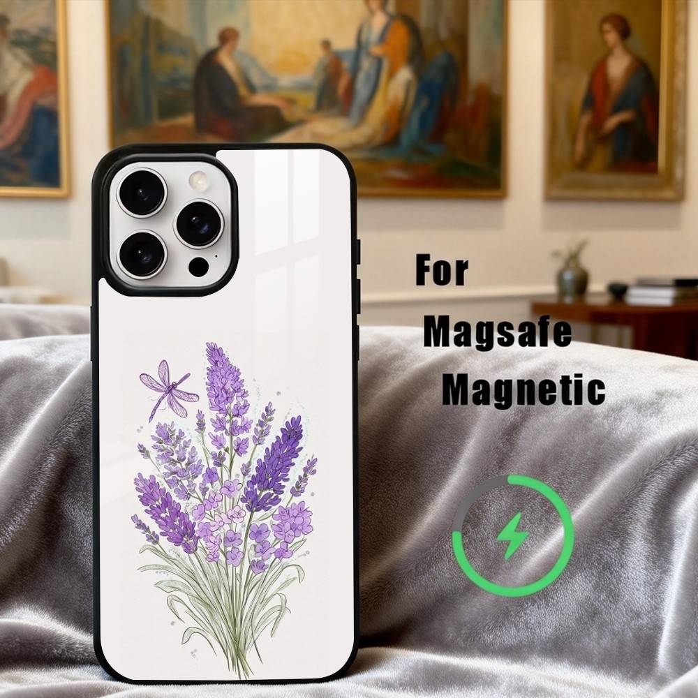 P-Purple-E L-lavender-R Phone Case For iPhone17,16,15,14,13,12,11 Plus,Pro Max Magnetic For Magsafe Wireless Charging