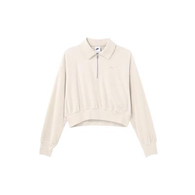 Roupa Esportiva Veludo Meio Zíper Estampa de Logo Gola Manga Longa Moletom Tops Femininos Off-White DQ5939-104
