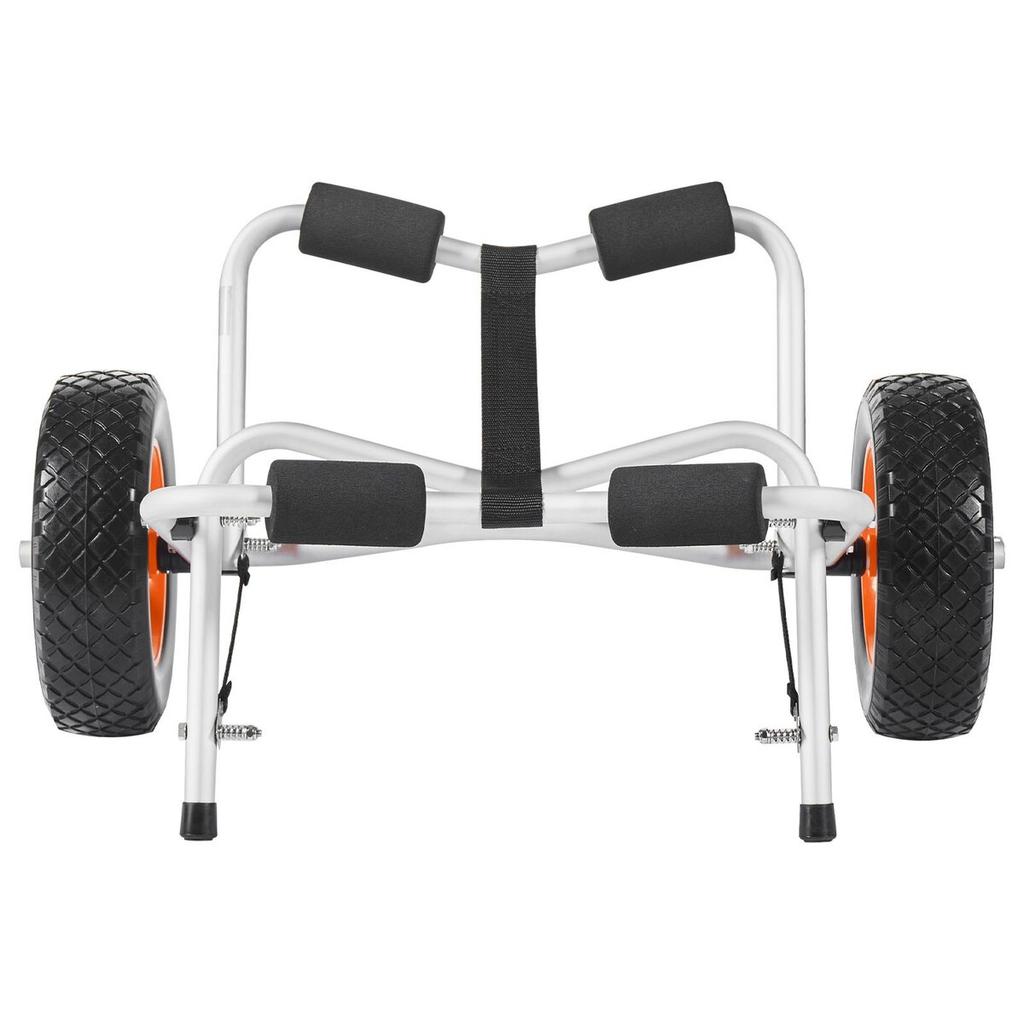 Kayak Cart, 113.4 Kg Load Capacity, Foldable Kayak Trolley with 25.4 Cm Solid Rubber Tires & 1 Ratchet Strap, Paddle Board Trolley for Carrying