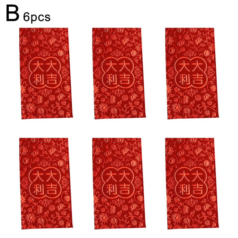 6Pcs Red Envelope New Year Red Pocket Chinese New Year Red Envelopes Red Bag Spring Festival Marriage Birthday Red Envelopes