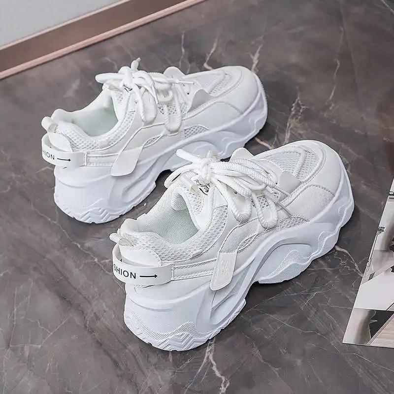 Round Toe Non-slip Sole Woman's White Platforms Boot Heels 46 Black Heel Shoes Sneakers Sport High Grade Resale Flatas