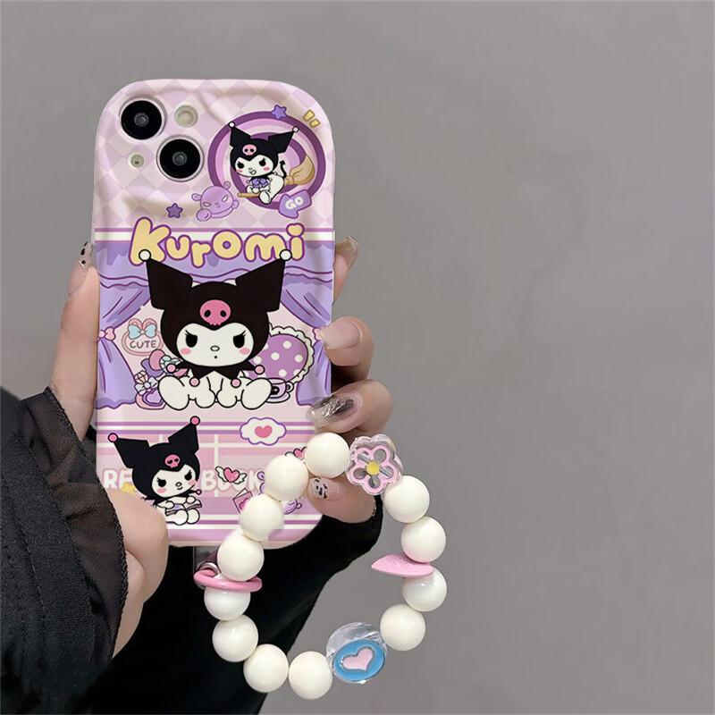 Hello Kitty Kuromi Phone Holder Chain Case For Xiaomi Redmi Note 15 5G 15C 15 14C 13C Note 14 13 12 Pro Plus 5G Pochacco Casing