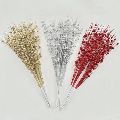Christmas Ornaments 43cm 12-pronged Gold Dust Balls Christmas Tree Wreath Rattan Sequins Gold Dust Berry Handle Bundle String