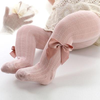 Frühling/Sommer Mesh-Strumpfhose mit Schleife und Hohlsaum für Mädchen – Dünne Leggings im Prinzessinnen-Stil