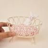 1:8 Scale Mini Cast Iron Cradle with Cotton Floral Cushion Suitable for OB11 BJD Decorative Scene  Accessories Desktop Ornament
