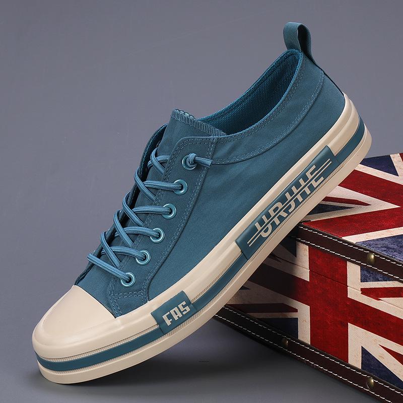 2025 Summer Men's Low-Top Color Block Canvas Slip-On Skate Shoes