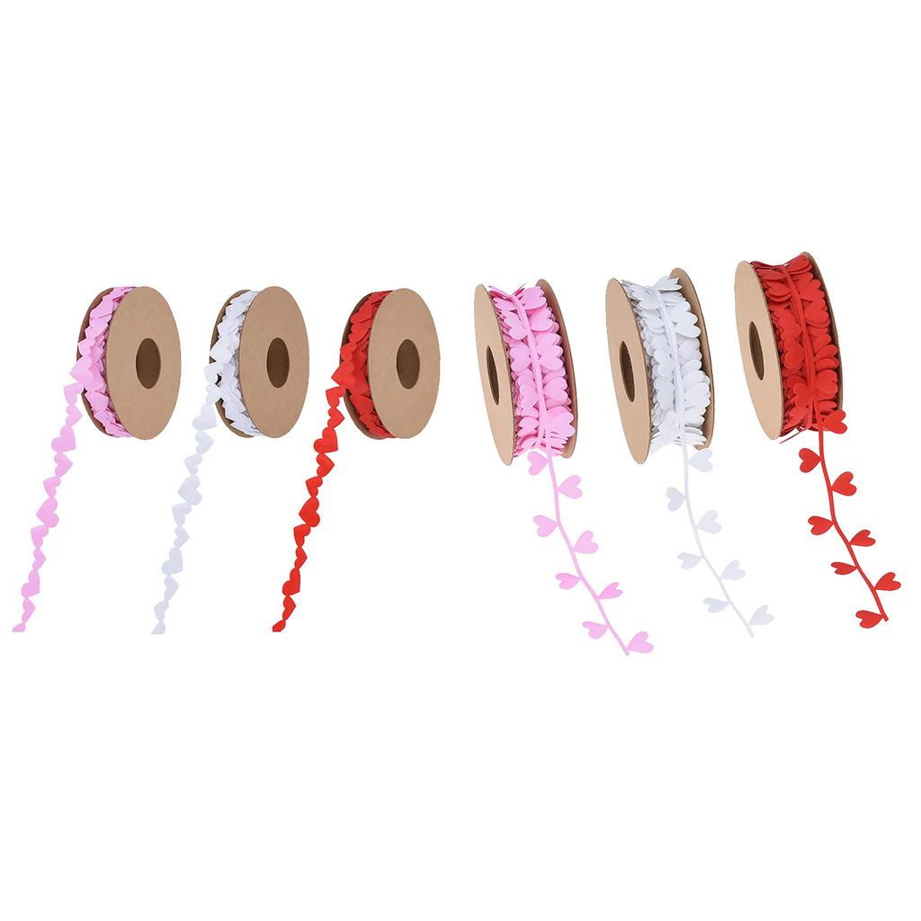 Set Of 3 Colorful Silk Ribbons for Gift Wrapping Love Heart Embossing Polyester Ribbon Wedding Party Decoration