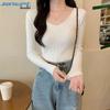 JEANSWEST Women's Slim V-Neck Long Sleeve Knit Top