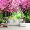 Customized Size 3D Wallpaper Cherry Tree Garden Path Landscape Backdrop Wall Mural Living Room Bedroom Floral Mural
