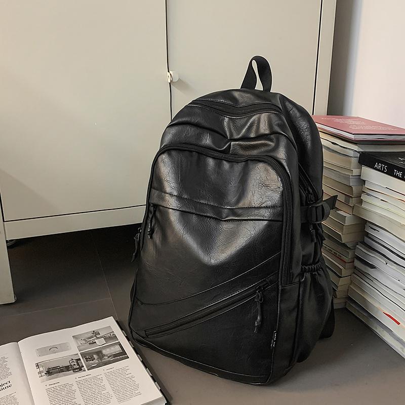 Business Men's PU Backpack Computer Backpack Student Large Capacity Schoolbag