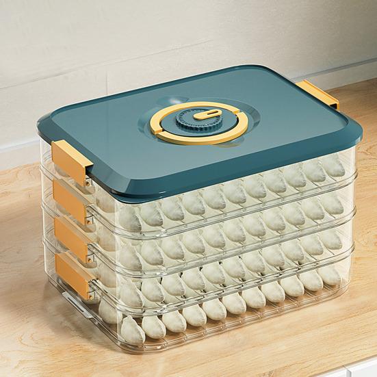Deli Meat Container Dumpling Storage Box Multiple Layer BPA-Free Stackable Design Good Sealing Non-Stick Refrigerator Freezer Organizer