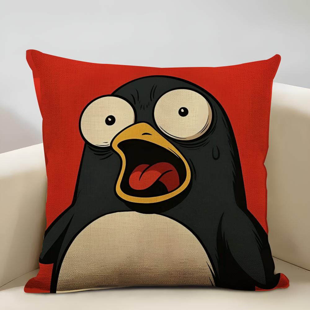 Shocked Animals Cushion Cover Household Decoration Linen Sofa Cushion Cover: Skin-Friendly & Breathable With Invisible Zipper 12x12Inch