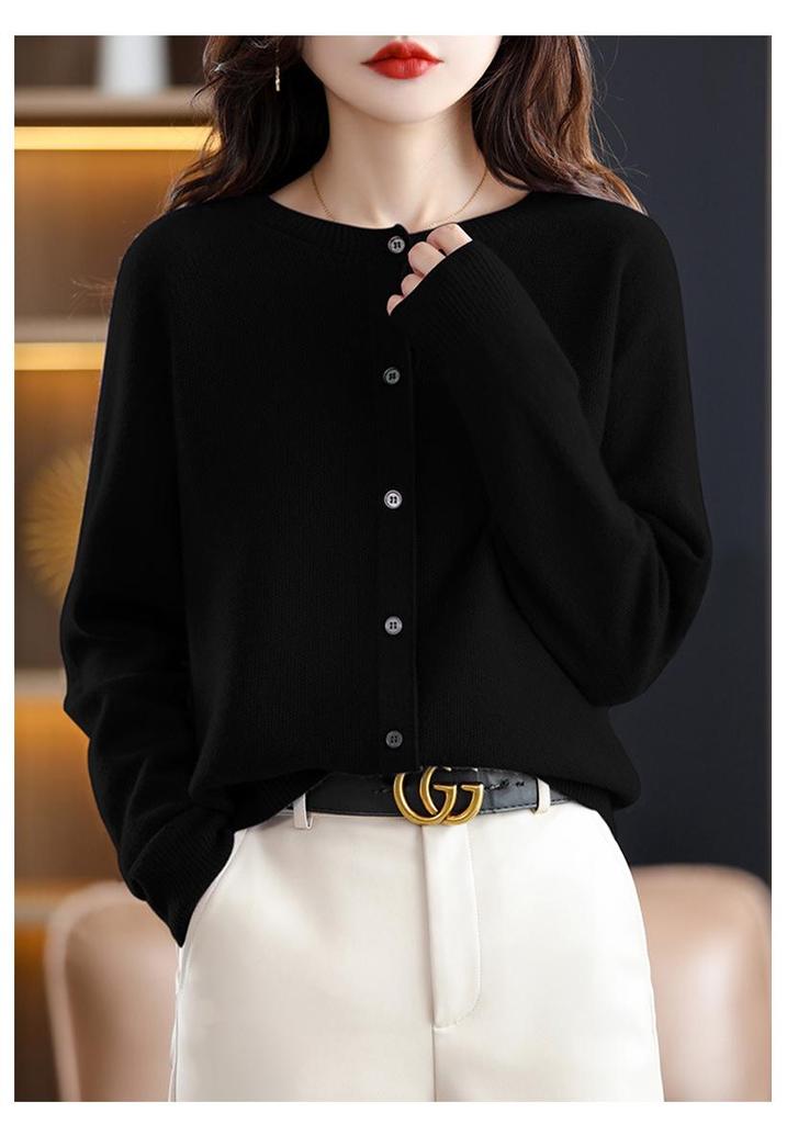 Women's Plus Size Wool Cashmere Cardigan - Cozy Autumn/Winter Knitwear Sweater