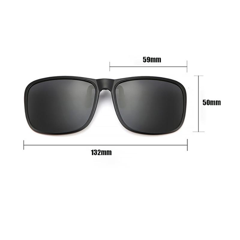 Clip Polarized Sunglasses Square Men Clip On Glasses Flip-up Frames Sunglasses Covers Blue Night Vision Color Lens