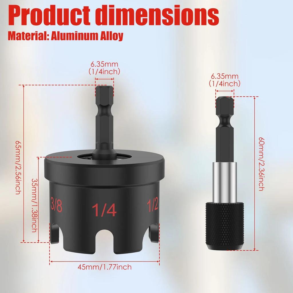 Aluminium Alloy Hex Shank Nut Driver for 1/4", 3/8", and 1/2" Threaded Rods, Fast Nut and Bolt Removal for Conduit Racks, Strut