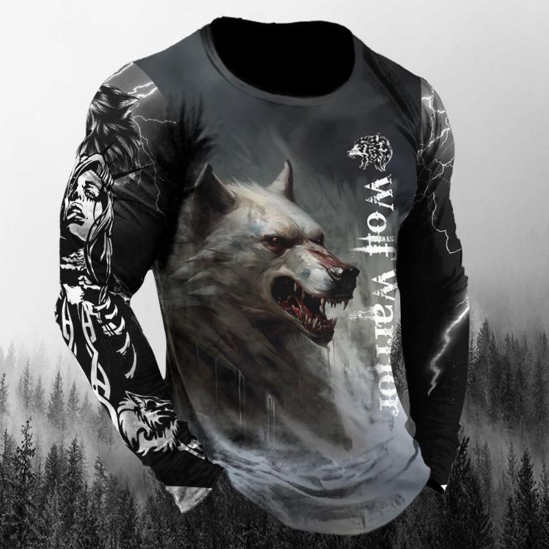 Camisetas de Animales Para Hombre Estampado de Lobo 3D Mangas Cortas Tops Moda Personalidad Camiseta Suelta Oversized Camisetas Camisa Ropa de Hombre