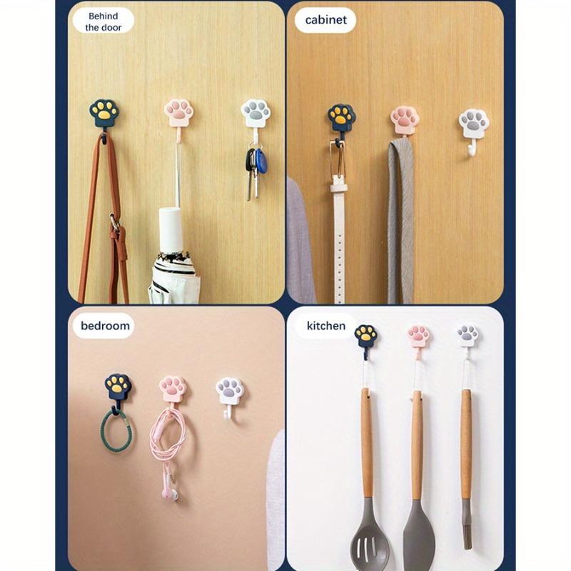 5PCS Cute Cat Claw Adhesive Hooks, Strong Self-adhesive, Wall-friendly No Damage, Great for Keys and Small Items In Bathroom, Dorm and Home.
