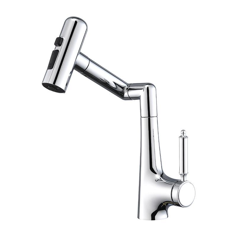 Basin Faucet Hot and Cold Bathroom Sink Multi-Mode Water Outlet Mechanical Arm Rotating Wash Basin Faucet