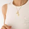 European & American Style Vintage Cross Necklace with Small Scissors Pendant - 18K Gold Plated Titanium Steel