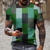 Color Block Splicing 3D Print T-Shirts Streetwear Men Fashion Casual Oversized O-Neck Short Sleeved T Shirt Tees