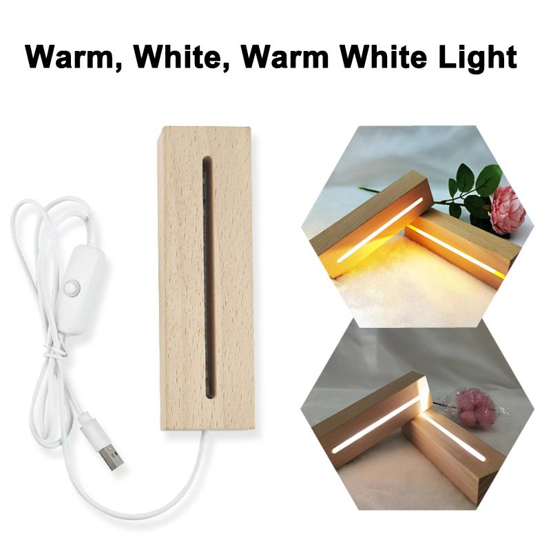 Xiaomi Rectangle Solid Beech Wooden LED Base For Resin Letter Lamp Acrylic Glass Resin Art Wood Light Display Base Led Stand Dropship