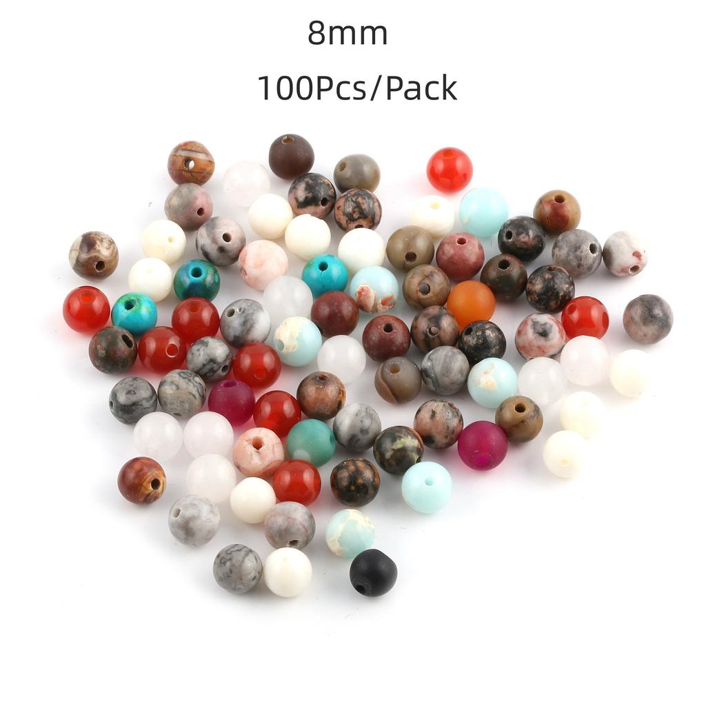 100 Piezas/Paquete Pequeñas Cuentas Redondas de Piedra Natural de Energía con Agujeros, Cristal Curativo Reiki Ágata Jade Gemas Cuentas Sueltas para Fabricación de Joyería Accesorios DIY