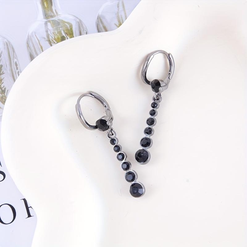 

1 пара серег-кисточек из черного циркона, серьги в современном и модном стиле, подходят для повседневной носки