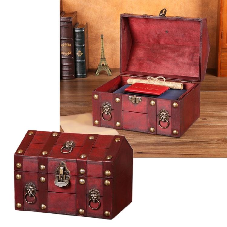 Traditional Wooden Storage Chest Dateless Locking System Compact Organizers Decorative Home Accent Storage Container