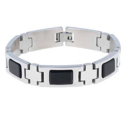 [R7440] - Men's Bracelet 'Peaceful' Carbon Steel - 21 Cm 12 Mm