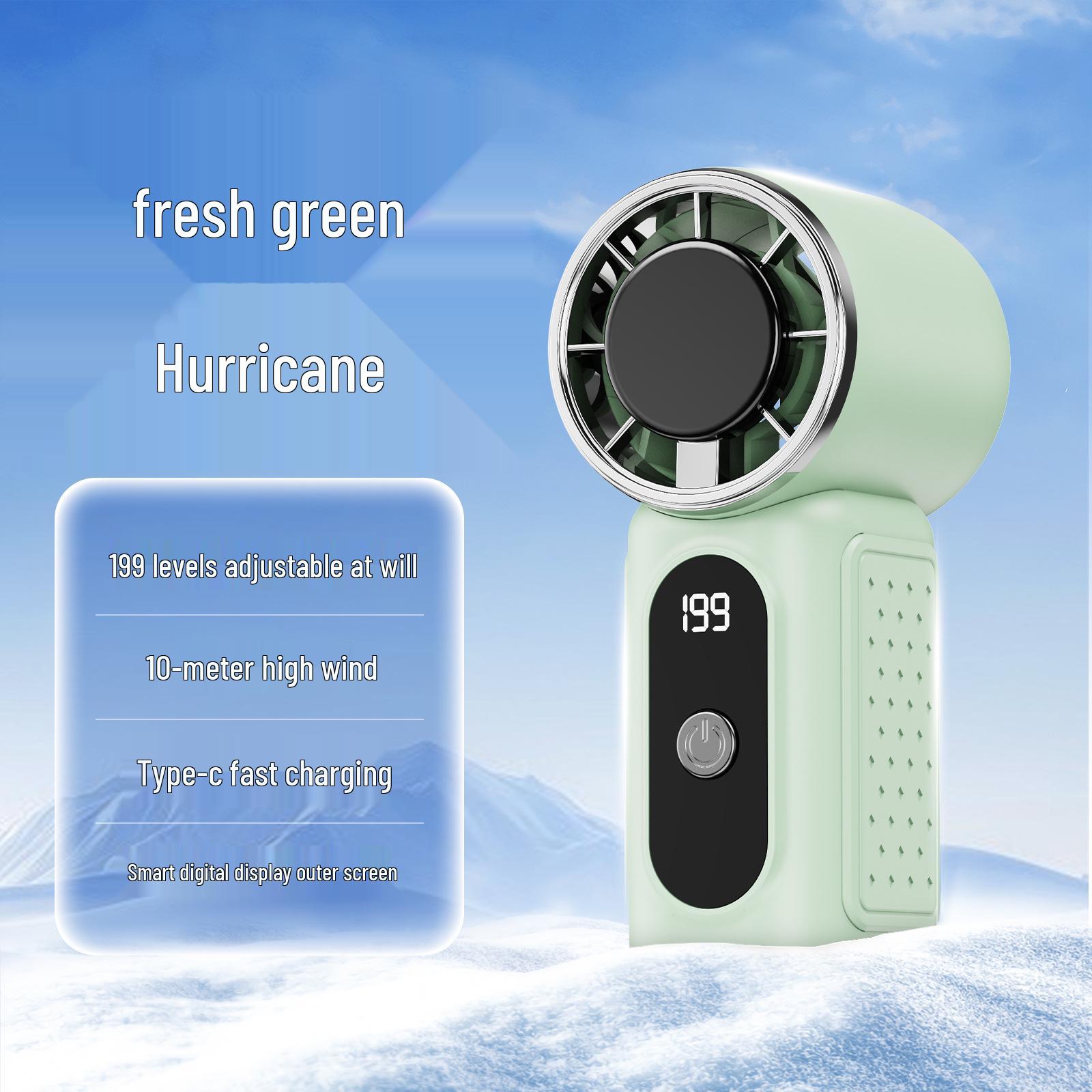 2026 Hurricane Handheld USB Fan: Portable, Strong Wind, Digital Display, High-Speed Turbine, Pocket-Sized. Unit