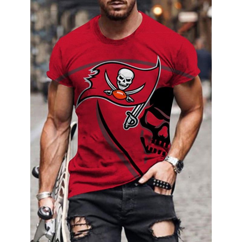 Short Sleeved Football Tampa Bay Pirates Team Emblem 3D T-shirt Printed Men's T-shirt