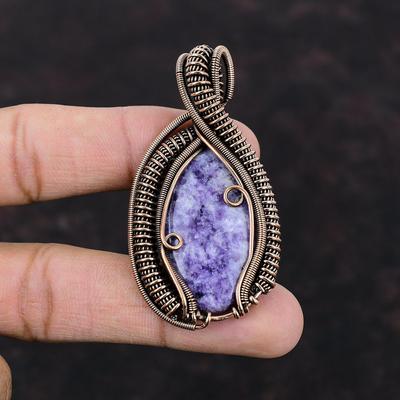Lepidolite Pendant Copper Wire Wrapped Gemstone Pendant Lepidolite Jewelry Handmade Pendant Copper Jewelry Pendant For Mom Engagement Gifts