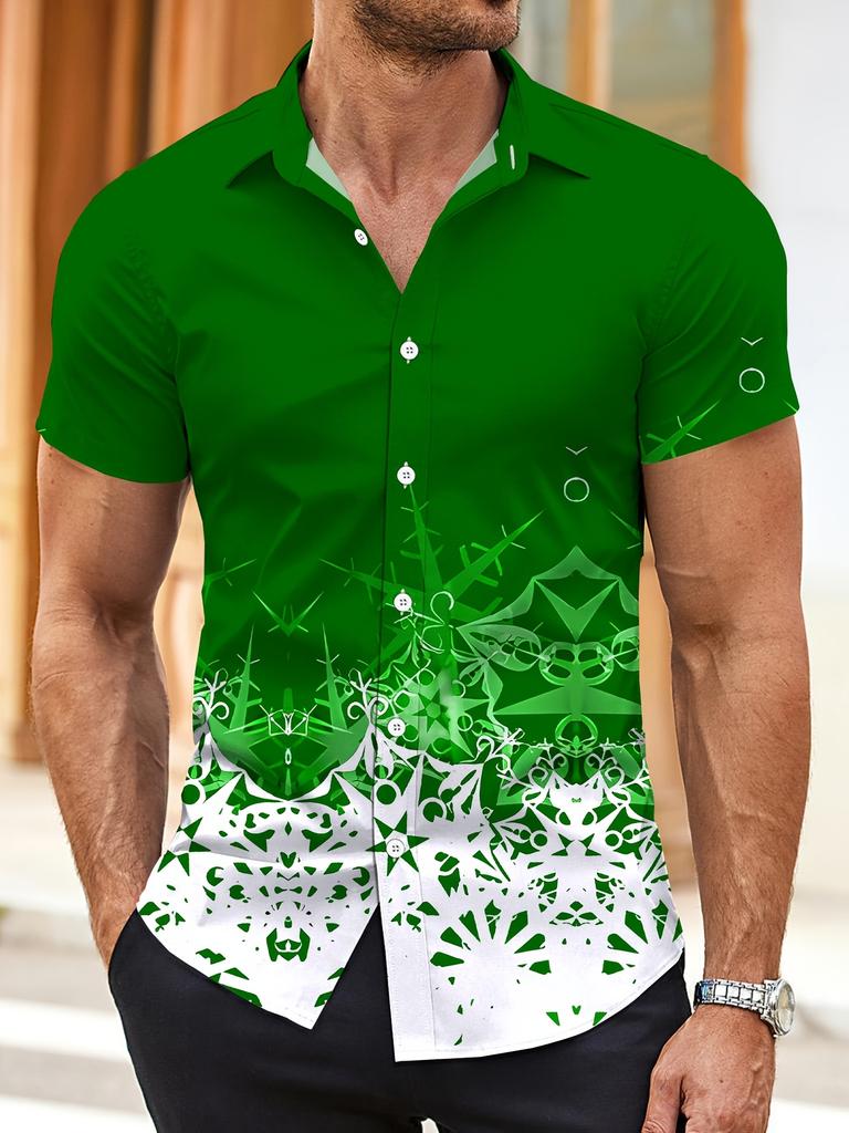 [Print Design – Not Texture] Fashion Print Trendy Size Short Sleeve Shirt 1pc Perfect Gift