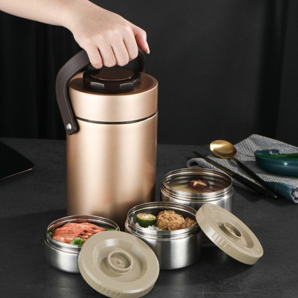 304 Stainless Steel Insulated Food Bucket Multi Layer Vacuum Lunch Box Insulated Food Jar Picnic