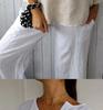 European Chic V-Neck Cotton Linen Mid-Sleeve Top for Plus Size Women - Spring/Summer