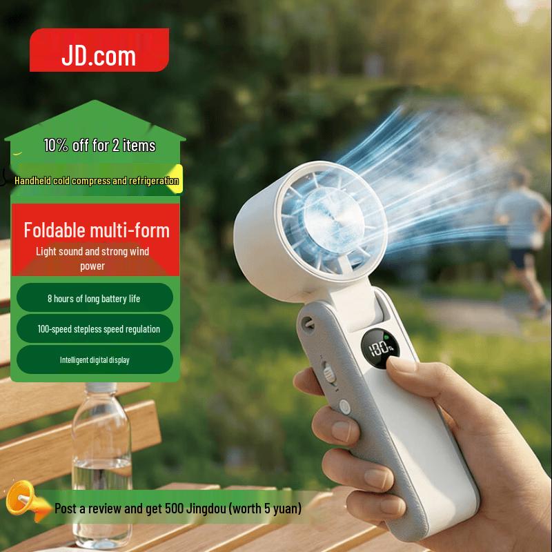 Portable Foldable Cooling Fan with Ice Compress