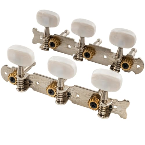 Musiclily Pro Acoustic Guitar Tuner Set, White Button Nickel